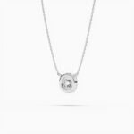 18k Solid Gold Halo Set Natural Diamond Minimalist Necklace - Image 3