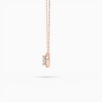 18k Solid Gold Halo Set Natural Diamond Minimalist Necklace - Image 2