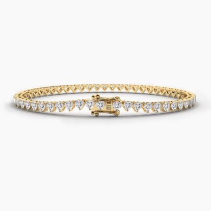 18K Solid Gold Natural Diamond Heart Cut Tennis Bracelet – Perfect Wedding or Christmas Gift