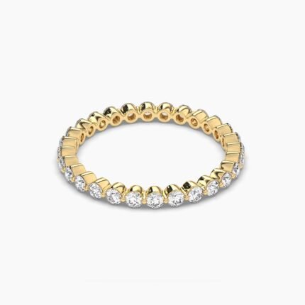 18K Solid Gold Natural Diamond Floating Eternity Band – Sparkling Single Prong Wedding Ring