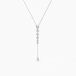 18K Solid Gold Natural Diamond Cushion & Round Lariat Necklace - Image 7