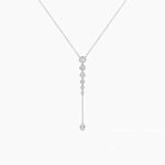 18K Solid Gold Natural Diamond Cushion & Round Lariat Necklace - Image 8