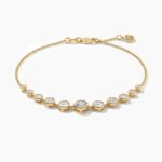 14K Solid Gold Lab Grown Diamond Bracelet | 9 Graduated Diamonds Bezel Set - Image 5