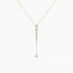 18K Solid Gold Natural Diamond Cushion & Round Lariat Necklace - Image 6