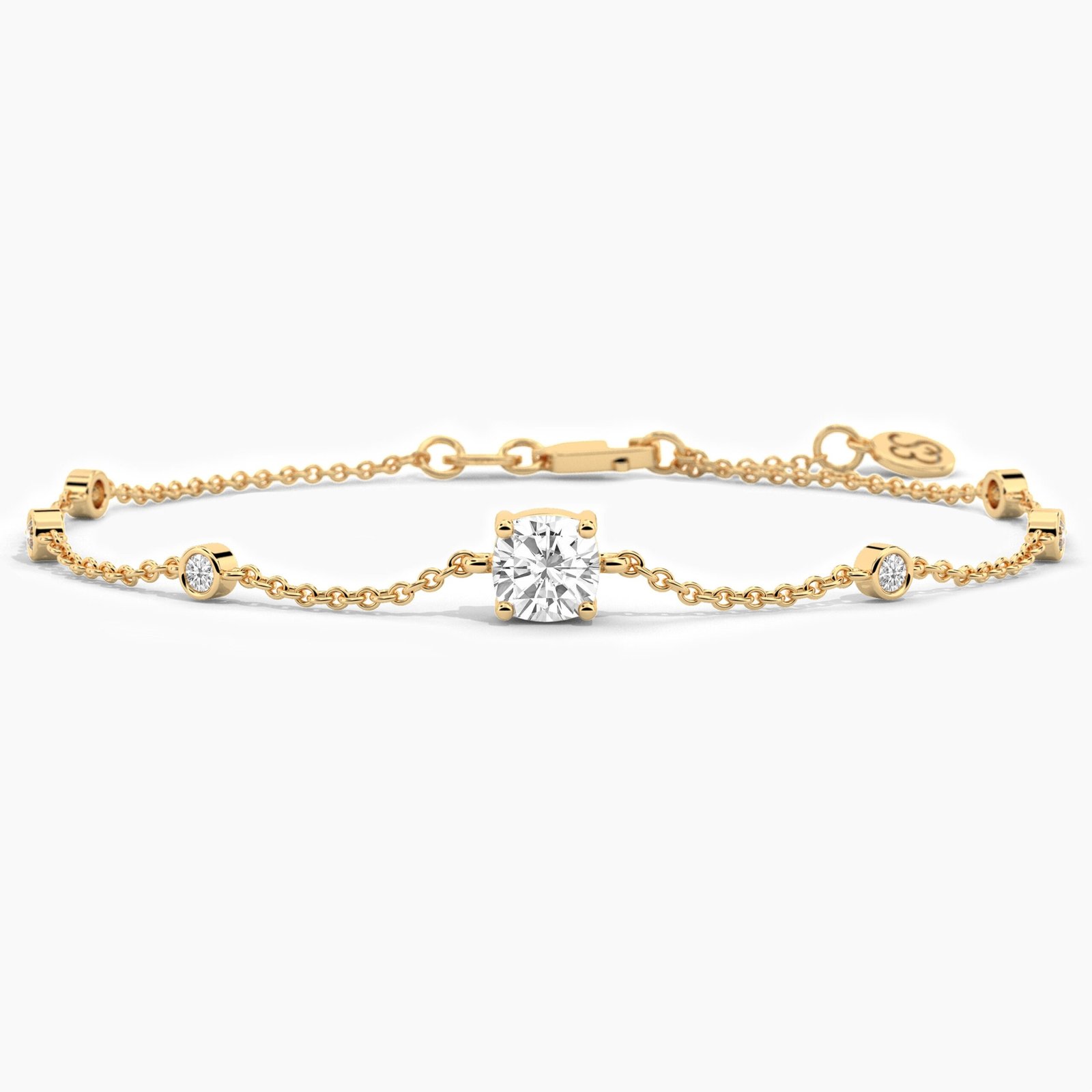 18k Solid Gold Cushion cut Natural Diamond By the yard Bracelet 18k Solid Gold Cushion cut Natural Diamond By the yard Bracelet
