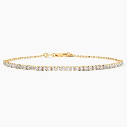 18K Solid Gold Natural Diamond Tennis Bracelet – Dainty & Stackable