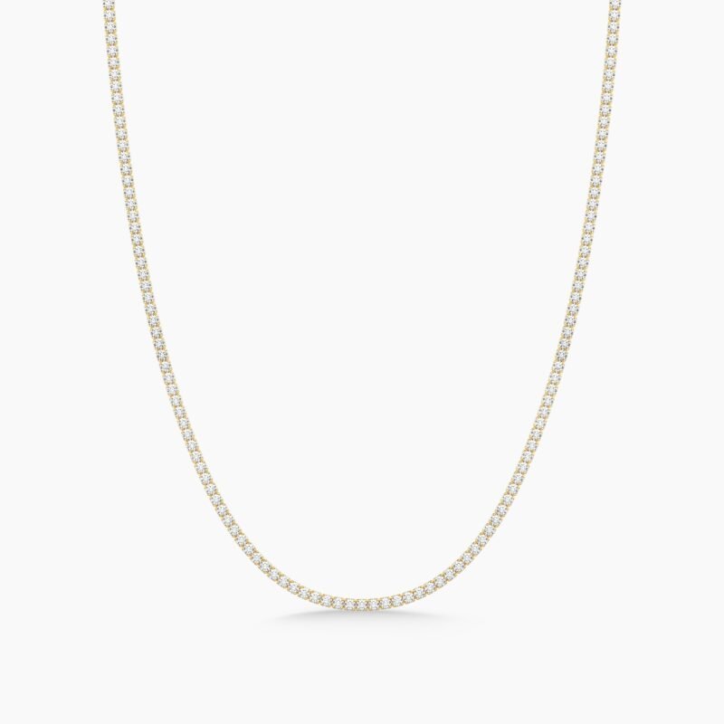 18k Solid Gold Flexible Natural Diamond Tennis Necklace | Choker Necklace