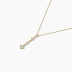 18k Solid Gold Classic Natural Diamond Lariat Necklace - Image 7