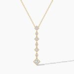 18k Solid Gold Classic Natural Diamond Lariat Necklace