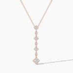 18k Solid Gold Classic Natural Diamond Lariat Necklace - Image 8