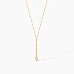 18k Solid Gold Classic Natural Diamond Lariat Necklace - Image 3