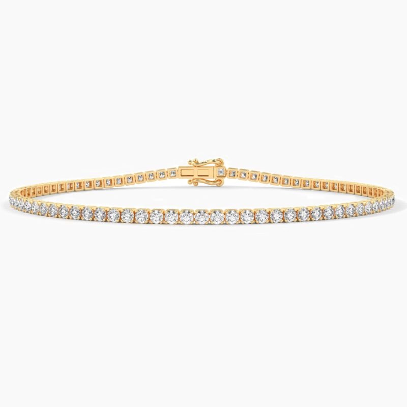 18K Solid Gold Natural Diamond 2.00mm Tennis Bracelet | 4 Prong Wedding Gift for Women