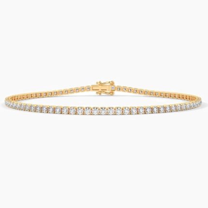 18K Solid Gold Natural Diamond 2.00mm Tennis Bracelet | 4 Prong Wedding Gift for Women