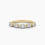 18K Solid Gold Natural Diamond Oval & Pear Cut Wedding Band – Stackable Anniversary Ring for Women