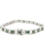 18K Solid Gold 12.00 CTW Natural & Green Diamond Tennis Bracelet - Image 4