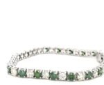 18K Solid Gold 12.00 CTW Natural & Green Diamond Tennis Bracelet - Image 3