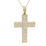 18K Solid Gold 1.75 CTW Natural Diamond Cross Pendant - Image 2