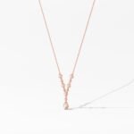 18k Solid Gold Princess & Round Natural Diamond Necklace | Statement Necklace - Image 5