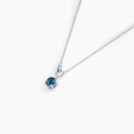 18k Solid Gold 1.00ct Round Blue-green Sapphire & Natural Diamond Necklaces For Women - Image 5