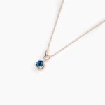 18k Solid Gold 1.00ct Round Blue-green Sapphire & Natural Diamond Necklaces For Women - Image 6
