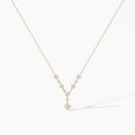 18k Solid Gold Princess & Round Natural Diamond Necklace | Statement Necklace - Image 7