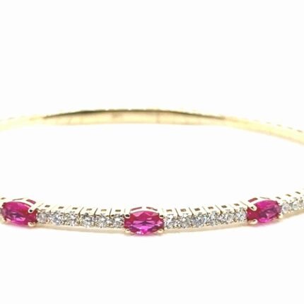 18K Solid Gold 3.00 Ct Natural Diamond Flexi Bangle