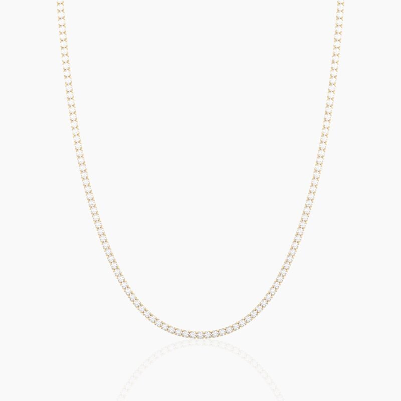 18k Solid Gold Flexible Natural Diamond Tennis Choker Necklace For Women