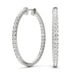 8K Solid Gold 0.60 CTW Natural Diamond Inside-Out Hoop Earrings |  Pavé Set - Image 7