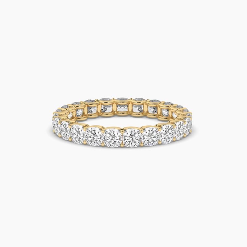 18k Solid Gold Cushion Cut Natural Diamond Women's Wedding Stacking Band | Eternity Band