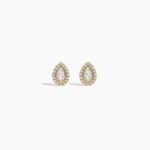 18k Solid Gold Bezel Set Natural Diamond Stud Earrings For Women