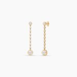 18k Solid Gold Round Natural Diamond Drop Earrings - Image 2
