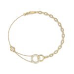 18k Solid Gold Natural Diamond Circle Stone Bracelet - Image 9