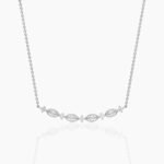 18k Solid Gold Natural Diamond Art Deco Necklace | Curved Bar Necklace - Image 2