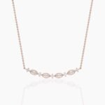 18k Solid Gold Natural Diamond Art Deco Necklace | Curved Bar Necklace - Image 3