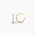 14k Solid Gold Pear & Oval Shape Lab Grown Diamond Hoop Earring - Image 3