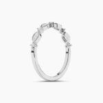 18k Solid Gold Marquise and Round Cut Lab Grown Diamond Band | Stackable Half Eternity Band - Image 5