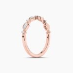 18k Solid Gold Marquise and Round Cut Lab Grown Diamond Band | Stackable Half Eternity Band - Image 4