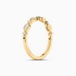 18k Solid Gold Marquise and Round Cut Lab Grown Diamond Band | Stackable Half Eternity Band - Image 6