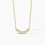 18k Solid Gold Natural Diamond Art Deco Necklace | Curved Bar Necklace - Image 4
