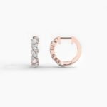 14k Solid Gold Multi-shape Natural Diamond Huggie Earrings - Image 6