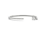 18K Solid Gold 1.80 CT Natural Diamond Open Bangle with Round Center Stone