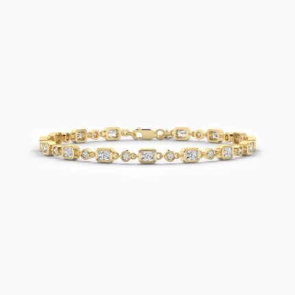 18k Solid Gold Bezel Set Natural Diamond Tennis Bracelet