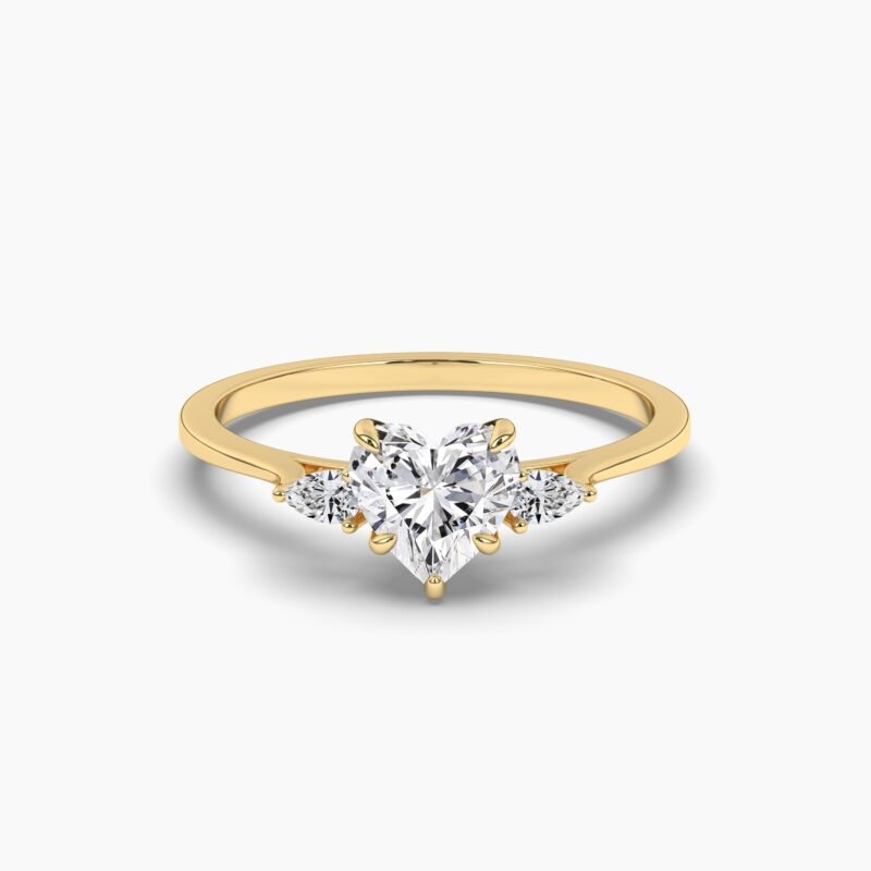 18k Solid Gold 1ct Three Stone Natural Diamond Engagement Ring