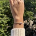 18k Solid Gold Round Lab Grown Diamond Pink Sapphire Bracelet - Image 2