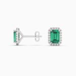 18k Solid Gold Natural Diamon Green Emerald Stud Earring - Image 5