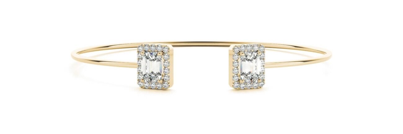 18K Solid Gold 2.33 CT Natural Diamond Bypass Cuff Bracelet