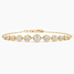 14K Solid Gold Natural Diamond Bracelet | 9 Graduated Diamonds Bezel Set
