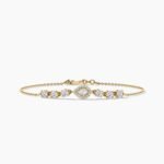 18k Solid Gold Pear Shaped Natural Diamond Chain Bracelet