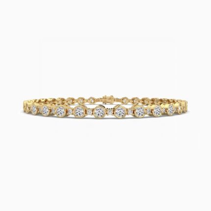 18K Solid Gold Natural Diamond Round Cut Tennis Bracelet