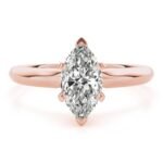 18K Solid Gold 1 CT Marquise-Cut Natural Diamond Solitaire Engagement Ring - Image 2
